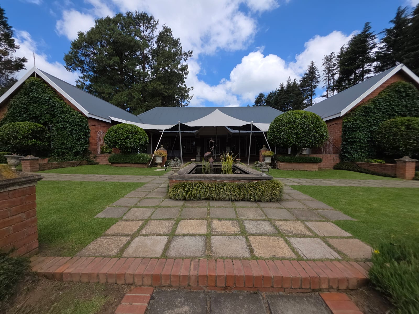 Covered courtyard area for canapés and pre-drinks at Providence Country Weddings venue in KZN Midlands