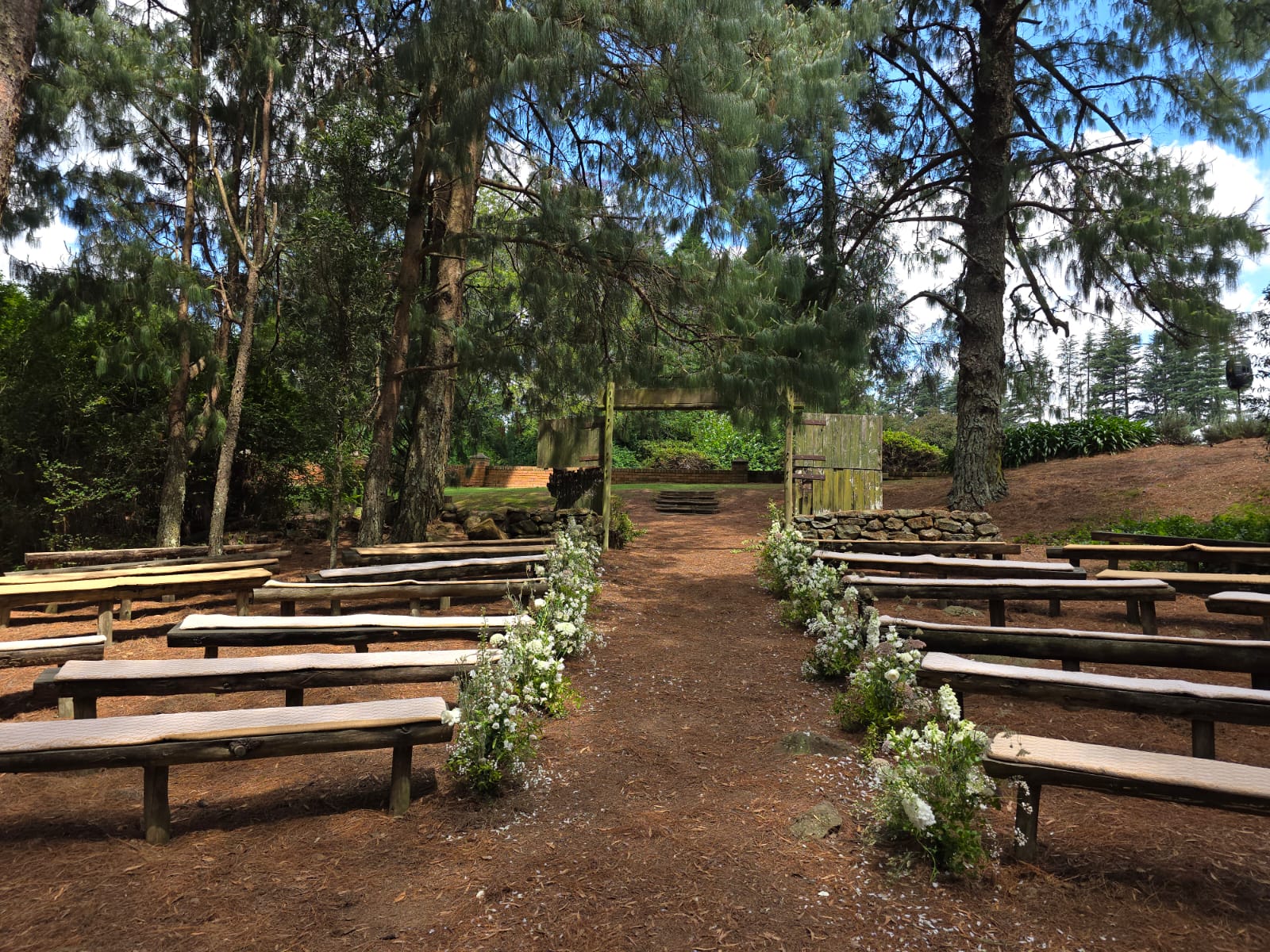 Beautiful forest ceremony area surrounded by trees at Providence Country Weddings near Nottingham Road KZN Midlands