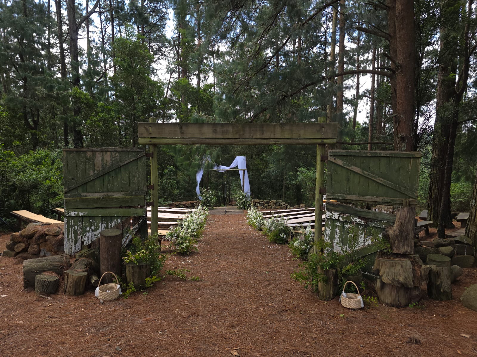 Intimate forest ceremony site nestled among trees at Providence Country Weddings venue near Nottingham Road South Africa