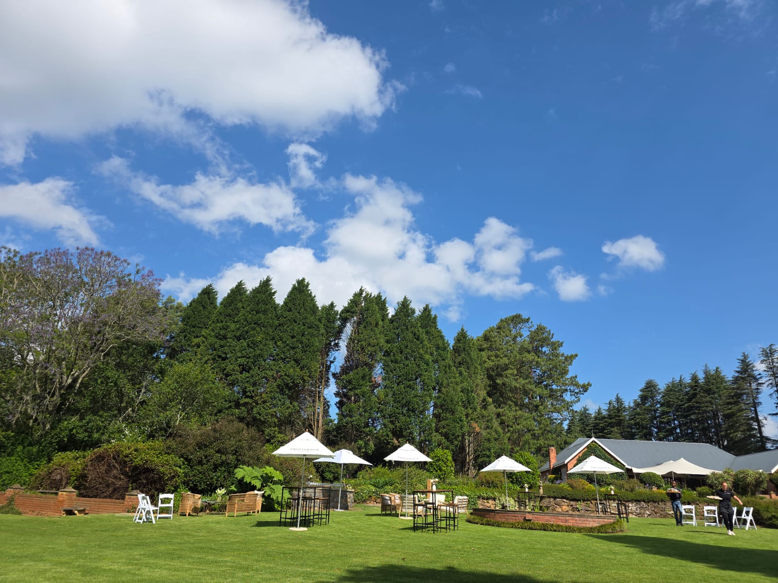 Scenic lawn area for canapés and pre-drinks at Providence Country Weddings with views of the KZN Midlands countryside